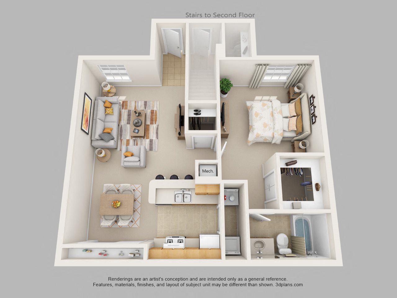 One Bedroom One Bath Floor Plan 1